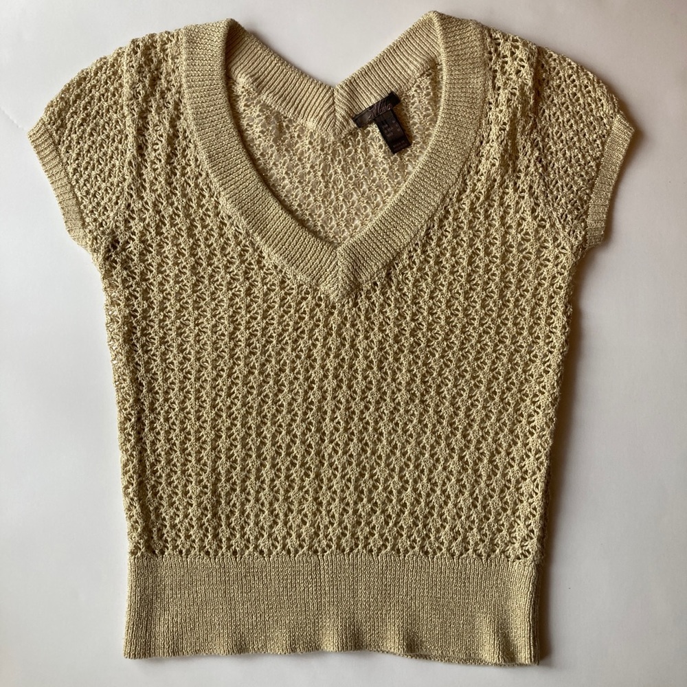 Mona Gold Crochet V-neck Top
